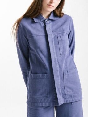 First Rite Twill Work Jacket French Blue Utility Chore Coat Small